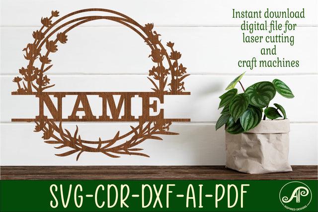 Lavender Name sign svg laser cut template SVG APInspireddesigns 
