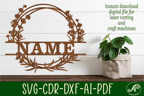 Lavender Name sign svg laser cut template SVG APInspireddesigns 