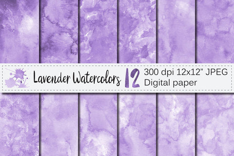 Lavender Watercolor Digital Paper / Textures / Backgrounds Digital Pattern VR Digital Design 