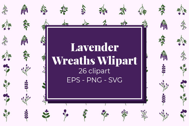 Lavender wreaths clipart bundle SVG Masyafi Studio 