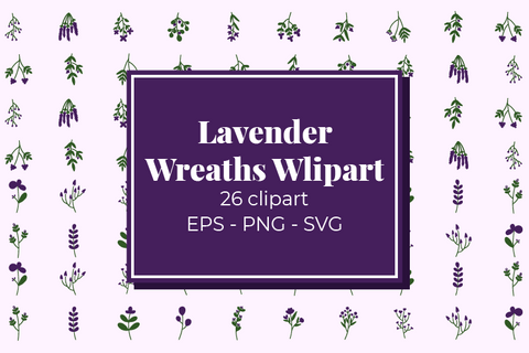 Lavender wreaths clipart bundle SVG Masyafi Studio 