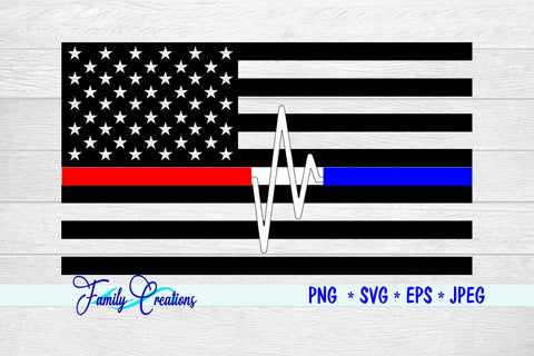 Law Enforcement And Firefighter Flag SVG Family Creations 