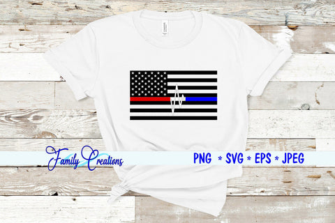 Law Enforcement And Firefighter Flag SVG Family Creations 