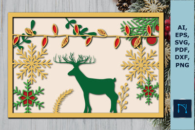 layer 3D Christmas shadow box SVG decor SVG MD JOYNAL ABDIN 