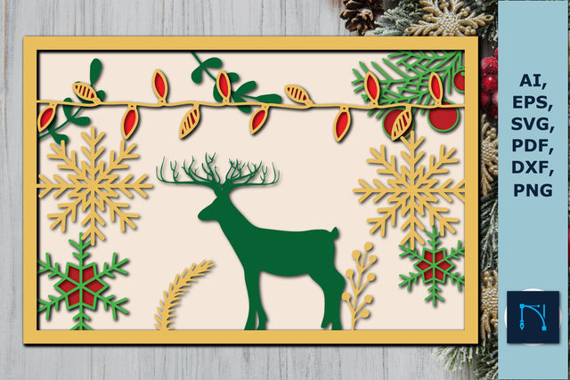 layer 3D Christmas shadow box SVG decor SVG MD JOYNAL ABDIN 