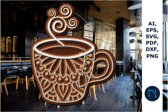 layer 3d coffee cup with heart cut SVG SVG MD JOYNAL ABDIN 