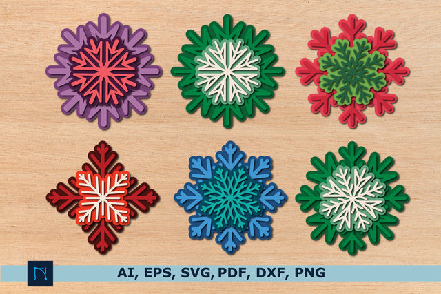 layer 3D Snowflake Christmas SVG bundle SVG MD JOYNAL ABDIN 