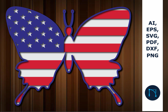 Layer American flag in butterfly SVG SVG MD JOYNAL ABDIN 