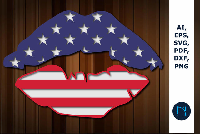 Layer American flag in lip SVG cut file SVG MD JOYNAL ABDIN 