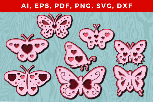 Layer butterfly with heart 3d SVG bundle SVG MD JOYNAL ABDIN 