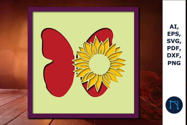 Layer Butterfly with sunflower Shadowbox SVG MD JOYNAL ABDIN 