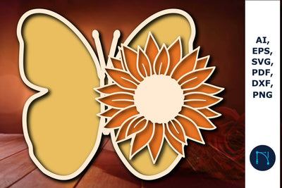 Layer butterfly with sunflower SVG cut File SVG MD JOYNAL ABDIN 