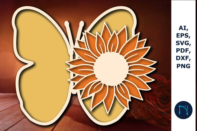 Layer butterfly with sunflower SVG cut File SVG MD JOYNAL ABDIN 