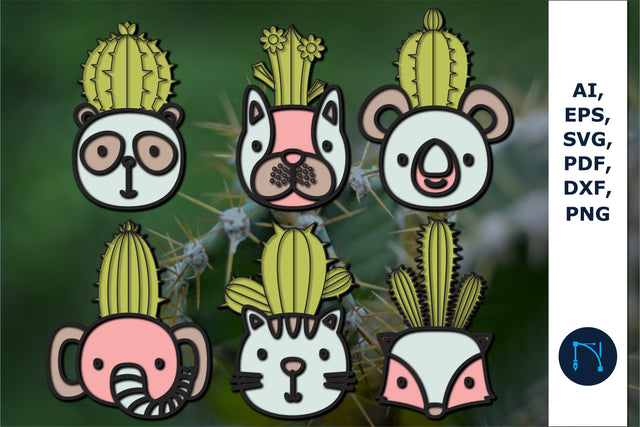 layer Cactus Animal Pots SVG bundle SVG MD JOYNAL ABDIN 