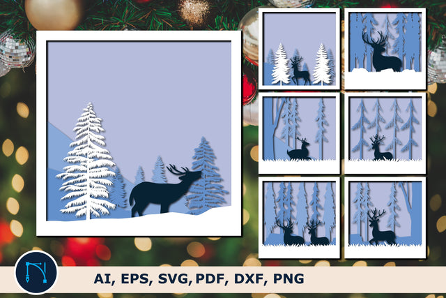 layer Christmas forest deer Bundle SVG MD JOYNAL ABDIN 