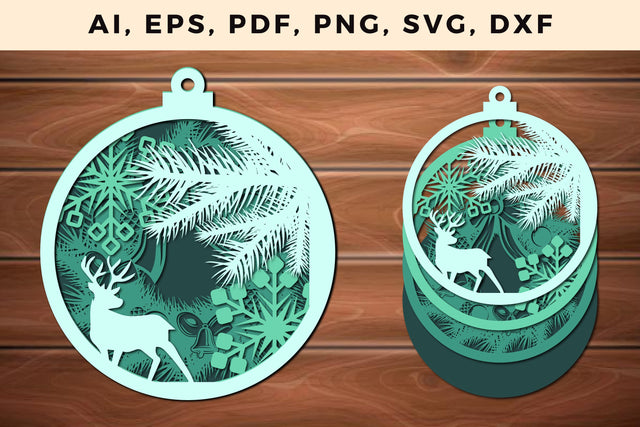 layer CHRISTMAS ORNAMENTS Craft File svg, Multilayer Laser Cut Files, SVG, 3D Designs SVG MD JOYNAL ABDIN 