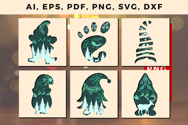 layer cut gnome Christmas 3d craft svg, Laser Cut Files, SVG, 3D Designs, Mini Design Bundles SVG MD JOYNAL ABDIN 