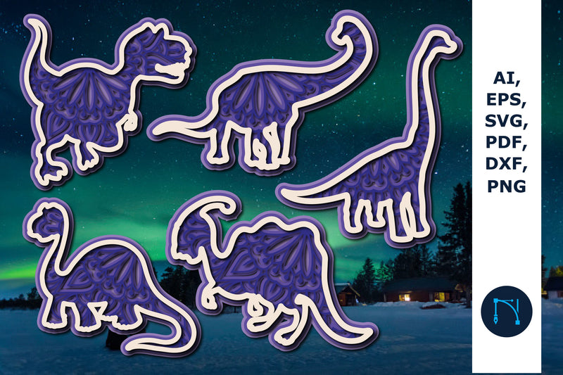 layer dinosaur paper cut SVG bundle SVG MD JOYNAL ABDIN 