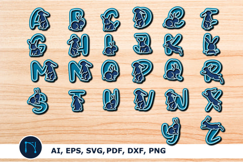 layer Easter bunny alphabet bundle SVG SVG MD JOYNAL ABDIN 