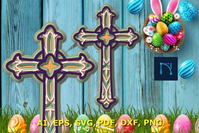layer easter Cross with mandala 3d SVG SVG MD JOYNAL ABDIN 