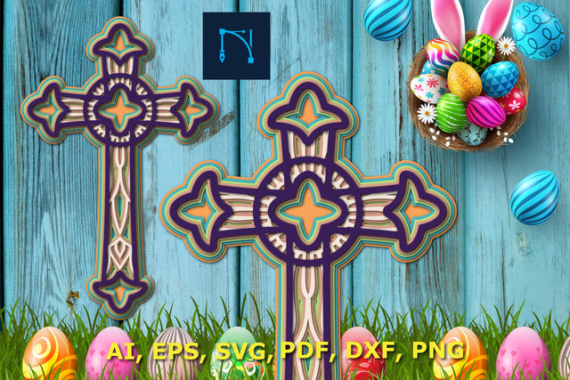 layer easter Cross with mandala 3d SVG SVG MD JOYNAL ABDIN 