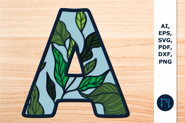 layer floral alphabet A 3d SVG cut file SVG MD JOYNAL ABDIN 
