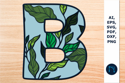 layer floral alphabet B 3d SVG cut file SVG MD JOYNAL ABDIN 