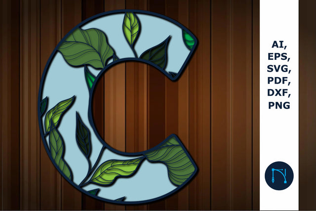 layer floral alphabet C 3d SVG cut file SVG MD JOYNAL ABDIN 