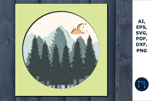 layer forest SVG Cricut laser-cut SVG SVG MD JOYNAL ABDIN 