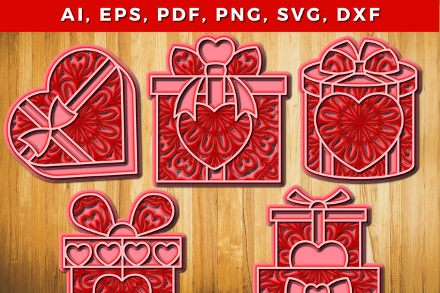 layer gift boxes with heart 3d SVG bundle SVG MD JOYNAL ABDIN 