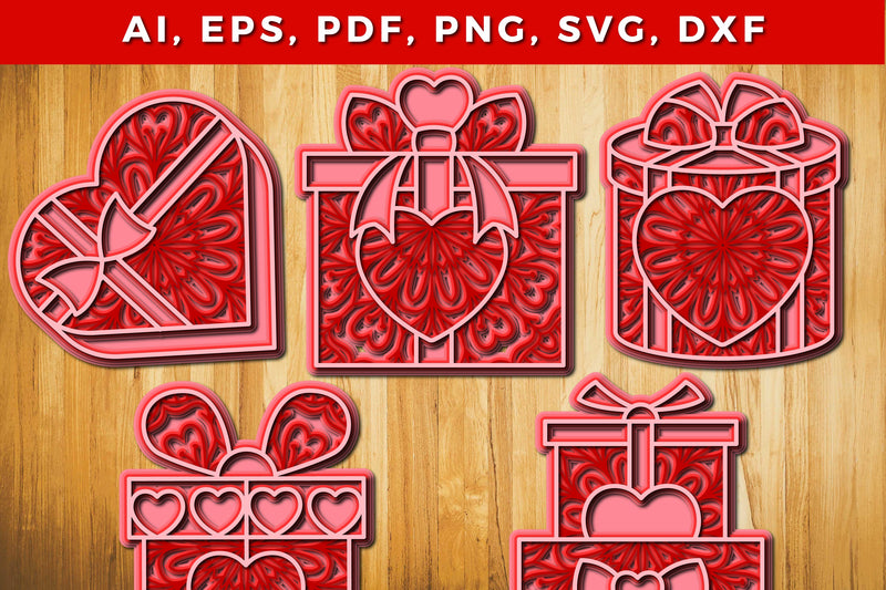 layer gift boxes with heart 3d SVG bundle SVG MD JOYNAL ABDIN 