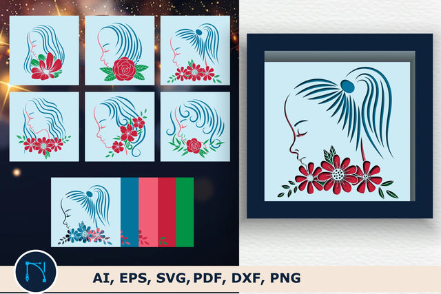 Layer girl's hair with floral SVG bundle SVG MD JOYNAL ABDIN 