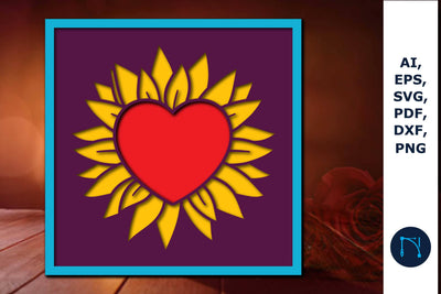 Layer Heart with sunflower Shadow box SVG SVG MD JOYNAL ABDIN 