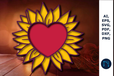 Layer Heart with sunflower SVG cut File SVG MD JOYNAL ABDIN 
