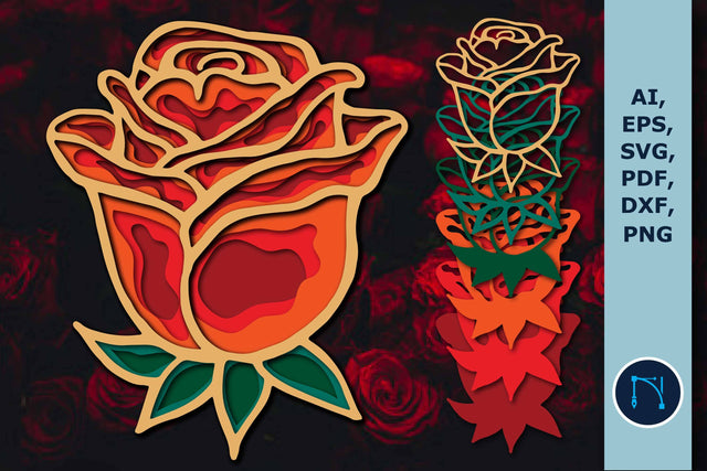 Layer Laser-cut Rose for decor SVG SVG MD JOYNAL ABDIN 