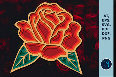 Layer Laser-cut Rose for decor SVG SVG MD JOYNAL ABDIN 