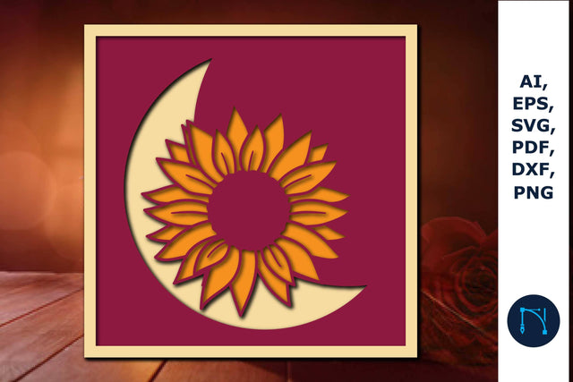 Layer Moon with sunflower Shadow box SVG SVG MD JOYNAL ABDIN 
