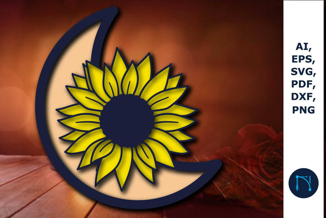 Layer Moon with sunflower SVG cut File SVG MD JOYNAL ABDIN 