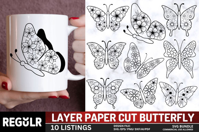 Layer Paper Cut Butterfly SVG Bundle SVG Regulrcrative 