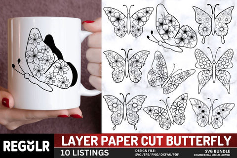 Layer Paper Cut Butterfly SVG Bundle SVG Regulrcrative 