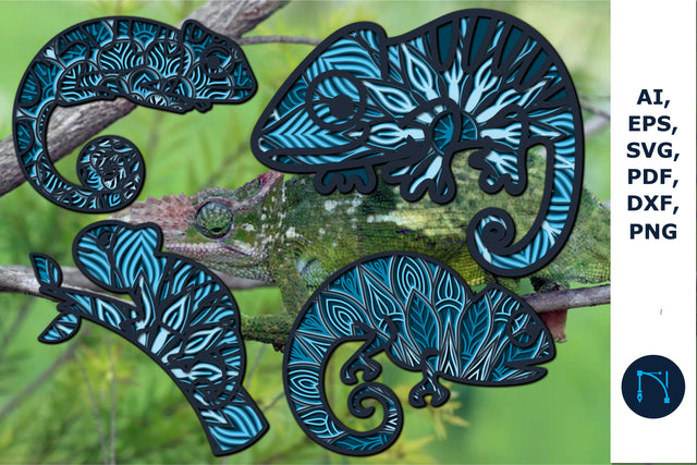 layer paper cut Chameleon Mandala SVG SVG MD JOYNAL ABDIN 