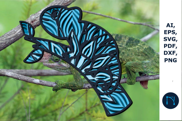 layer paper cut Chameleon Mandala SVG SVG MD JOYNAL ABDIN 