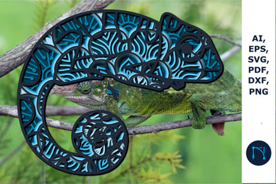 layer paper cut Chameleon Mandala SVG SVG MD JOYNAL ABDIN 