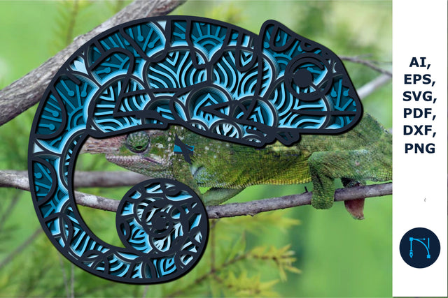 layer paper cut Chameleon Mandala SVG SVG MD JOYNAL ABDIN 