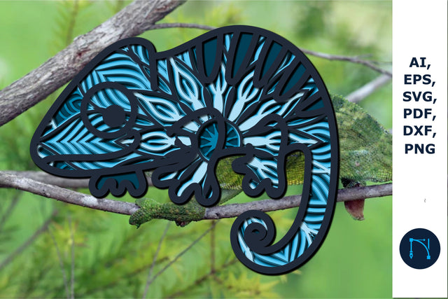 layer paper cut Chameleon Mandala SVG SVG MD JOYNAL ABDIN 
