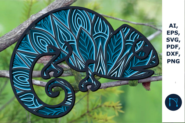 layer paper cut Chameleon Mandala SVG SVG MD JOYNAL ABDIN 