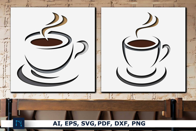 layer Paper cut Coffee time sign SVG SVG MD JOYNAL ABDIN 
