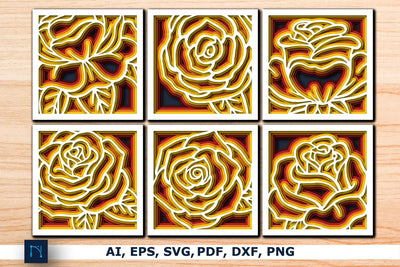 Layer Paper cut Floral Shadowbox SVG SVG MD JOYNAL ABDIN 