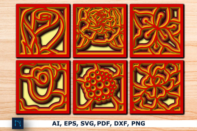 Layer Paper cut Floral Shadowbox SVG SVG MD JOYNAL ABDIN 