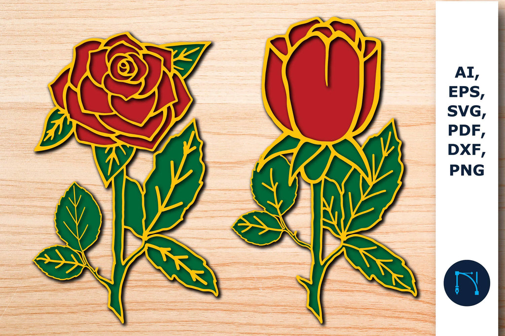 Laying Roses Svg Layer paper cut rose flower SVG Bundle - So Fontsy